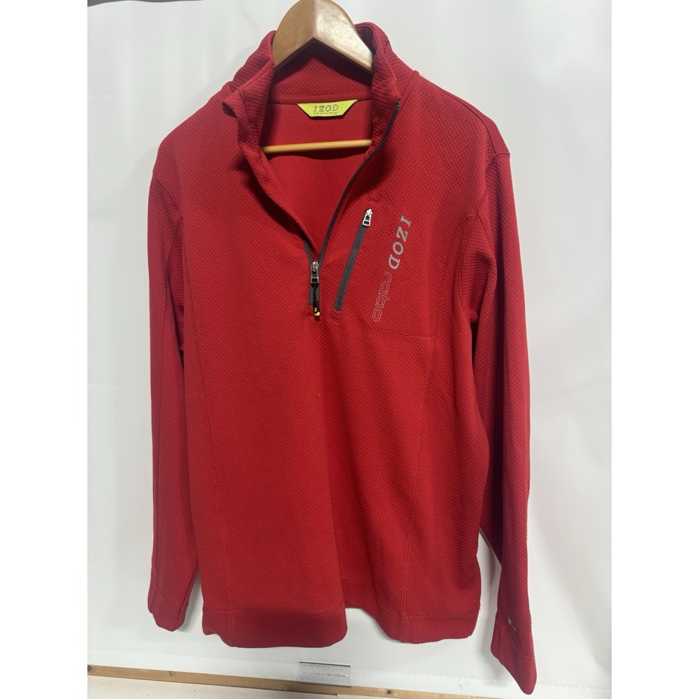 Izod Ratio men's pullover red size M 1/4 zip long sleeve mock neck polyester